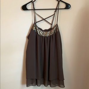 Cross back sequin tank